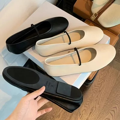 New Summer Retro Soft Round Toe Shallow Mouth Thin One Strap Flat Mary Jane Shoes Women White Sneakers · YANYAN China shoe factory
