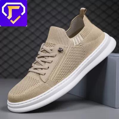Men's Summer Mesh Breathable Shoes, New Thin Flyknit Slip-On Casual Sports Shoes