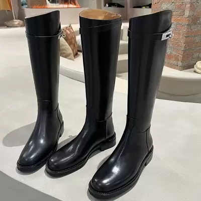 New Thick Sole Long Boots Women 2026 Fall Winter Knee High Boots Rhinestone Buckle Petite Slim Knight Boots · YANYAN China shoe factory