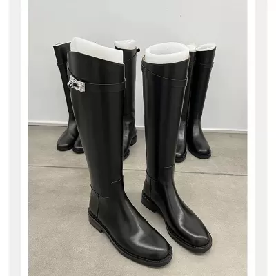 New Fall Winter Long Boots Women Fashion Thick Sole Round Toe Rhinestone Buckle High Top Knight Boots · YANYAN China shoe factory