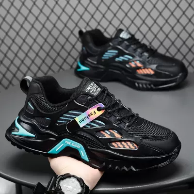 Men's Mesh Running Shoes 2026 Winter Breathable Casual Thick Sole Dad Sneakers
