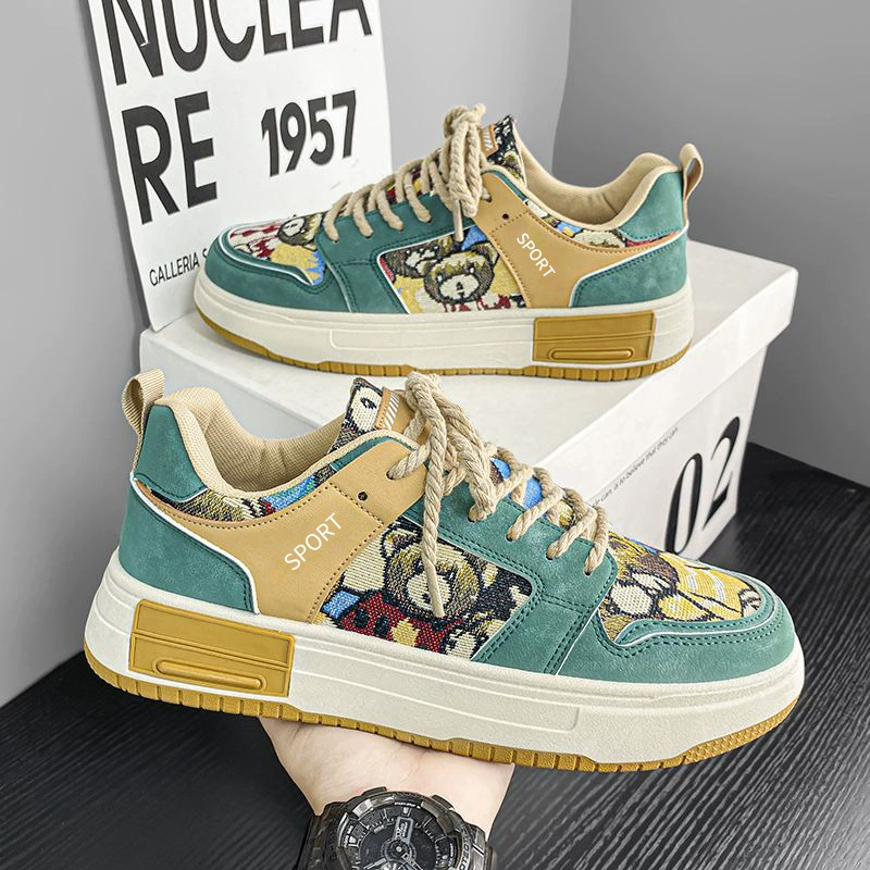 Herren Bequeme Board-Schuhe 2026 Winter Atmungsaktiv Dicksohle Rutschfest Studenten-Sneaker