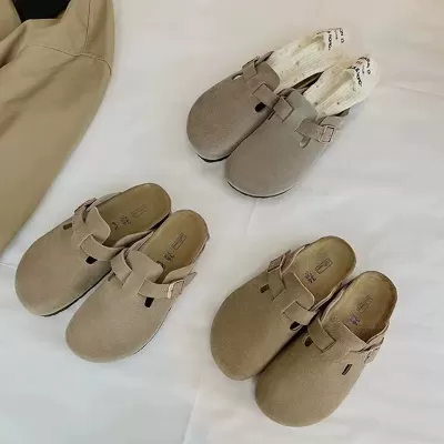 Same Style Fall New Round Toe Buckle Strap Casual Platform Clogs Slippers Women Flat Non Slip