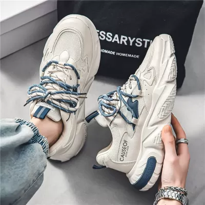 Men's Mesh Dad Shoes 2026 Spring Breathable Casual Height Increasing Running Sneakers
