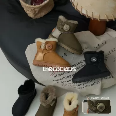 XSHX Twist Lock Wool Kids Waterproof Leather High Top Snow Boots Winter · YANYAN China shoe factory