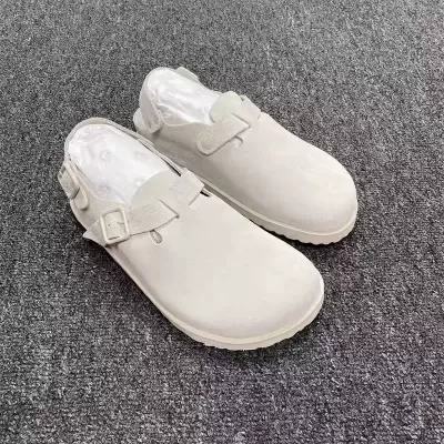Plain Versatile Birkenstock Shoes 2025 New Genuine Leather Thick Sole Soft Cork Toe Sandals Half Slippers