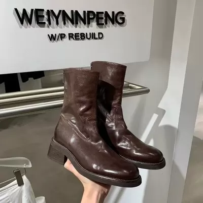 New Walking St Moritz Fall Winter Washed Shrunken Martin Boots Back Zipper Platform Slim Short Boots