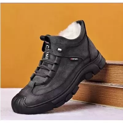 Men's Martin Boots Winter Thickened, Genuine Leather Warm Snow Boots Anti-Slip
