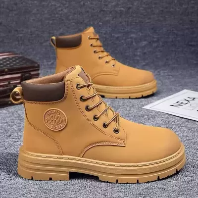 Men's High Top Martin Boots Winter Breathable Retro Work Boots Thick Sole Waterproof
