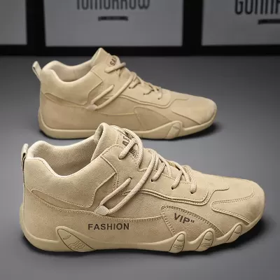 Men's Leather Work Safety Shoes Fall Winter Waterproof Anti-Slip Wear-Resistant Cotton Lined