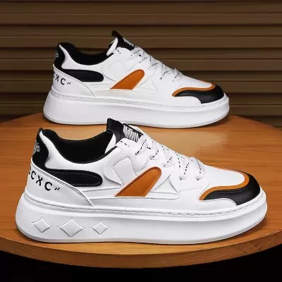 Men's White Board Shoes Winter Breathable Casual Height Increasing Student Sneakers · YANYAN China shoe factory