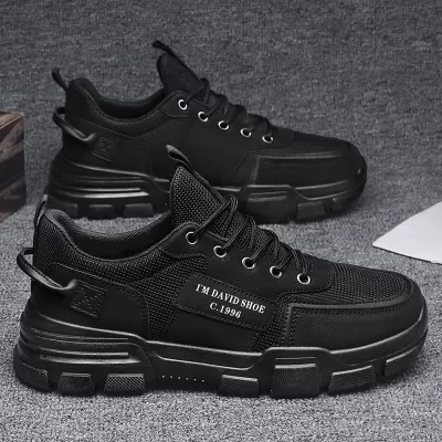 Men's Waterproof Anti-Slip Work Shoes Winter Breathable Casual Black Board Sneakers
