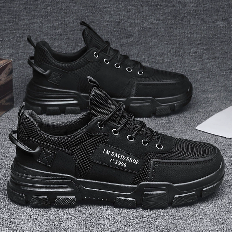 Men's Waterproof Anti-Slip Work Shoes Winter Breathable Casual Black Board Sneakers