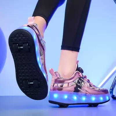 New Export Heelys Four-Wheel Roller Shoes USB Charging Light-Up Shoes for Kids Unisex · YANYAN China shoe factory