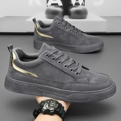 Men's Spring 2026 New Breathable Board Shoes, Korean Fashion Casual Leather Shoes, Thick Sole