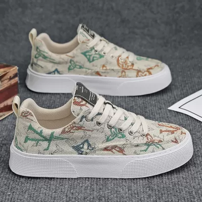 Men's Spring 2026 New Breathable Canvas Shoes, Korean Fashion Lightweight Soft Sole Anti-Slip Board Shoes