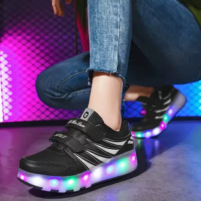 Новые Heelys для девочек четырехколесные роликовые кроссовки с USB зарядкой светящиеся невидимые колесные · YANYAN China shoe factory