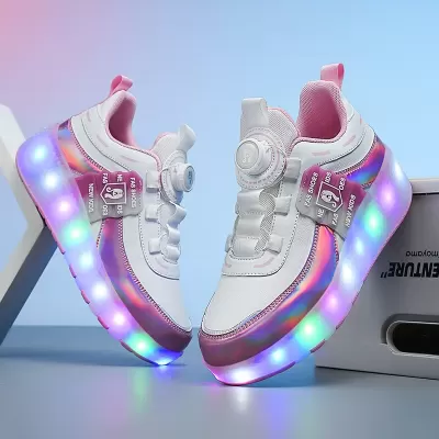 New Dual-Wheel Heelys for Boys Girls Convertible Roller Skates with LED Lights Factory · YANYAN China shoe factory