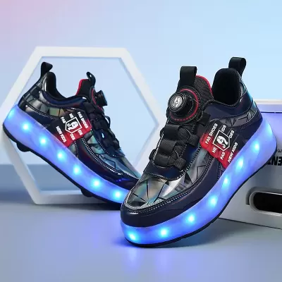 Export Heelys Boys Four-Wheel Roller Shoes USB Charging Light-Up Invisible Convertible Sneakers Girls · YANYAN China shoe factory