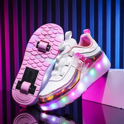 New Heelys Kids LED Color Lights Rechargeable Dual-Wheel Detachable Youth Recreational Roller Shoes · YANYAN China shoe factory