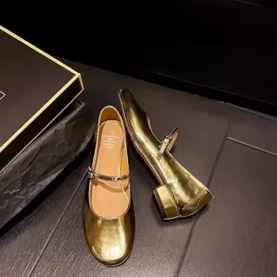 Genuine Leather Mary Jane Shoes Buckle Strap Chunky Heel Women Summer New Round Toe Metal Buckle · YANYAN China shoe factory