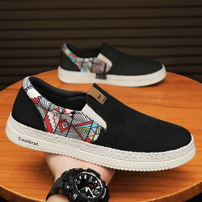 Summer Canvas Men's Casual Board Shoes, Ethnic Style Slip-On Lazy Beijing Cloth Shoes, Trendy