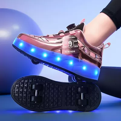 New Export Heelys Girls Roller Sports Sneakers Four-Wheel Detachable Walkable Invisible Light-Up Shoes · YANYAN China shoe factory