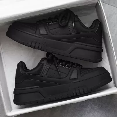 Sapatilhas Pretas Masculino Primavera/Outono, Sneakers Casuais Chunky com Aumento de Altura para Adolescentes · YANYAN China shoe factory