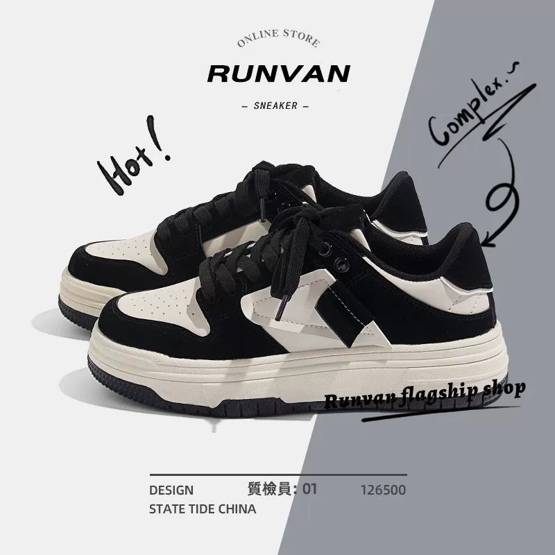 Zapatillas de skate de invierno para hombre, zapatos panda blanco y negro, estilo chunky dunk ligero