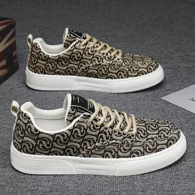 Men's 2026 Winter Low-Top Canvas Board Shoes, Printed Chunky Casual Sneakers, Trendy · YANYAN China shoe factory