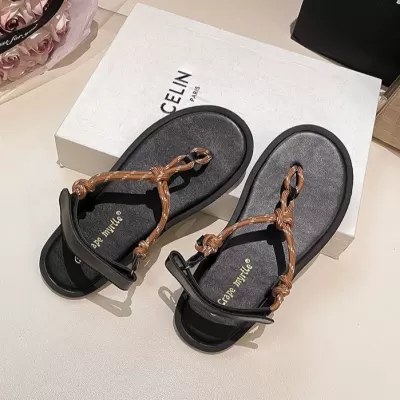 Women's Gladiator Flat Sandals with Rhinestones, Cross Straps, Summer