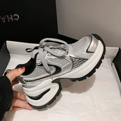 Women's Lace-Up Sneakers with Mesh Upper, Thick Sole, Platform, Summer · YANYAN China shoe factory