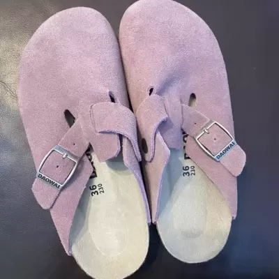Comfortable Japanese Retro Birkenstock Shoes Women Thick Sole Genuine Leather Full Wrap Soft Cork Raw Material Combination Versatile