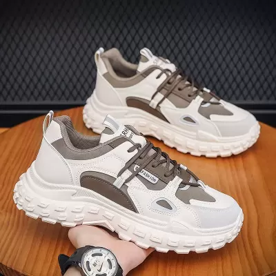 Trendy Men's 2026 Winter Casual Sneakers, Height-Increasing White Retro Dad Shoes, Ins Style · YANYAN China shoe factory