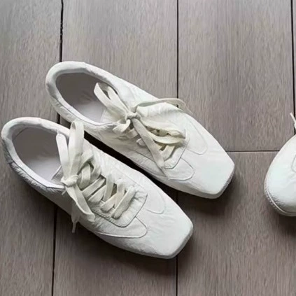 Agnes White German Trainer Genuine Leather Four Seasons White Shoes Sheepskin Super Soft Flat Women Casual Ballet Flats