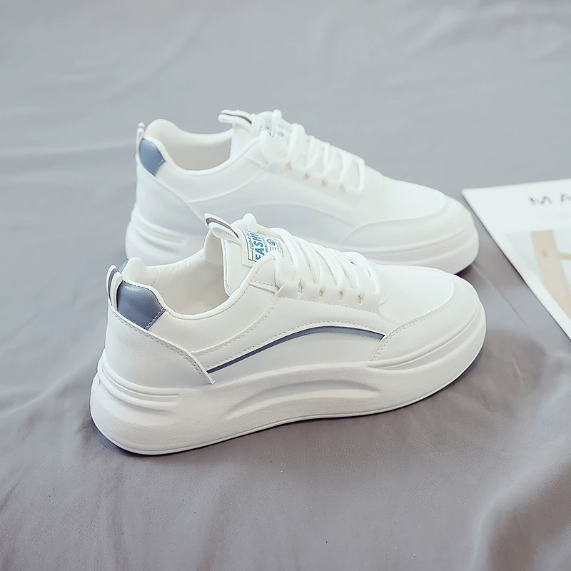 SH835 White Sneakers for Women Summer, Breathable Korean Style Thick Sole Casual Board Shoes