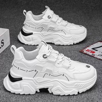 Men's 2026 Winter Running Shoes for Teens, Soft Sole Height-Increasing White Dad Sneakers · YANYAN China shoe factory