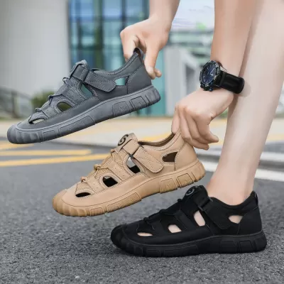 Men's Sandals 2026 Anti-Slip Wear-Resistant, Mesh Hollow Outdoor Driving Water Shoes · YANYAN China shoe factory