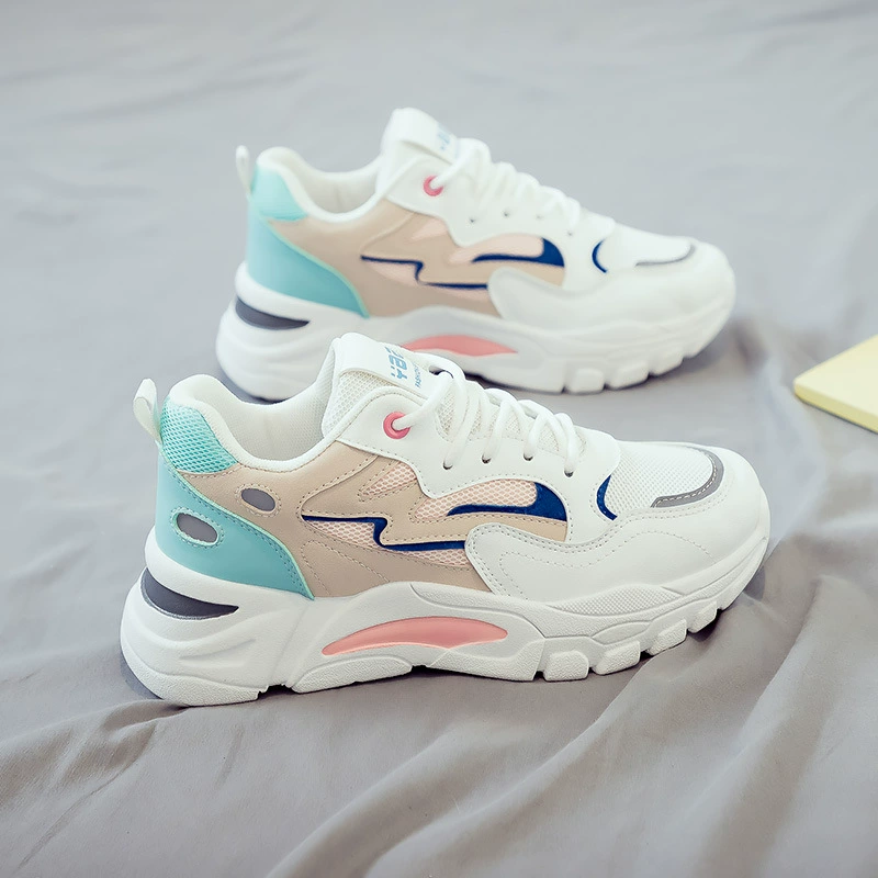 2024 verano mujer zapatillas de malla transpirables, estilo coreano suela gruesa casual dad