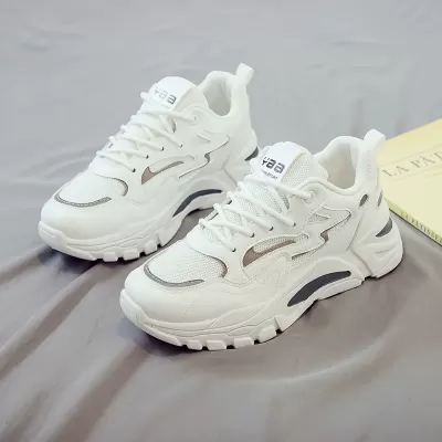 Summer Women's Breathable Mesh White Sneakers, Korean Style Thick Sole Casual Dad Shoes · YANYAN China shoe factory