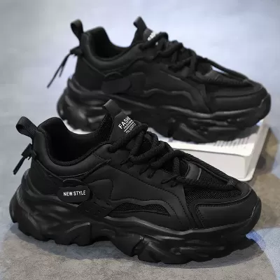 Men's 2026 Winter Breathable Black Mesh Casual Sneakers, Chunky Work Safety Shoes