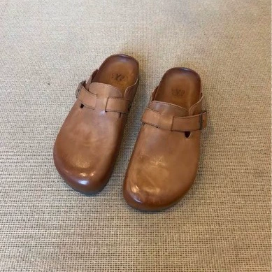 Horse Leather 2025 Spring New Birkenstock Shoes Women Toe Slippers Retro Versatile Casual Men Outdoor Summer Rubber Sole