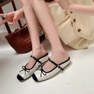 Women's Ballet Mule Flats with Bow, Hidden Wedge, Sweet Style, Spring · YANYAN China shoe factory
