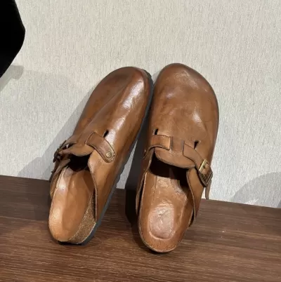 Handmade Washed Horse Leather 2025 New Retro Genuine Leather High-End Flat Birkenstock Shoes Outdoor Toe Slippers Women