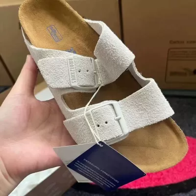 New Genuine Leather Soft Cork Birkenstock Shoes 2025 Spring Summer Outdoor Thick Sole Slip-On Cowhide Suede Open Toe Sandals · YANYAN China shoe factory