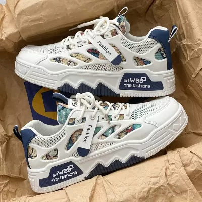Men's Casual Shoes Spring 2026 Mesh Breathable Sports Sneakers Teenager Fashion White Shoes · YANYAN China shoe factory