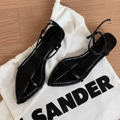 New Summer Elegant Wedge Pointed Toe High Heel Sandals with Ankle Strap for Women · YANYAN China shoe factory