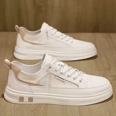 Winter 2026 New Men's Leather Breathable Casual Slip-On White Board Shoes · YANYAN China shoe factory