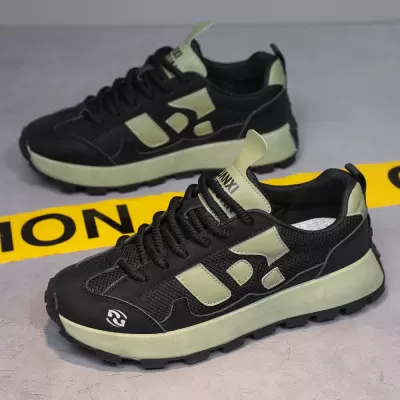 Men's Summer Breathable Sports Shoes, Mesh Color Block Dad Shoes Light Luxury