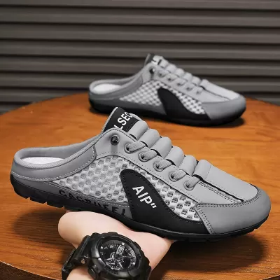 Men's Summer Breathable Mesh Casual Slippers Anti Odor Slip On Soft Sole Half Slippers · YANYAN China shoe factory